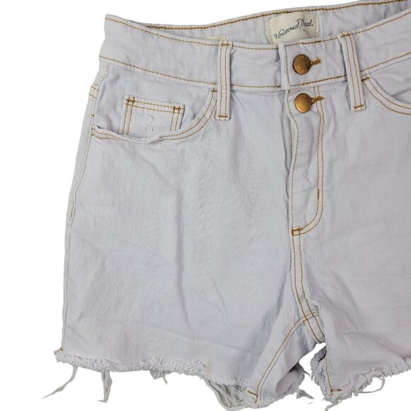 Universal Thread Vintage Midi Denim Shorts Blue Light Acid Wash SZ 0 25R Cut Off - Picture 3 of 9